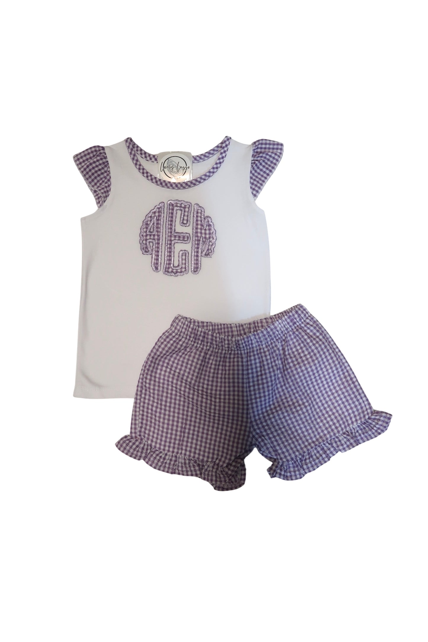 Purple Ruffle Monogrammed Set