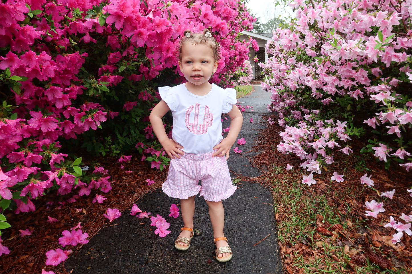 Pink Ruffle Monogramed Set