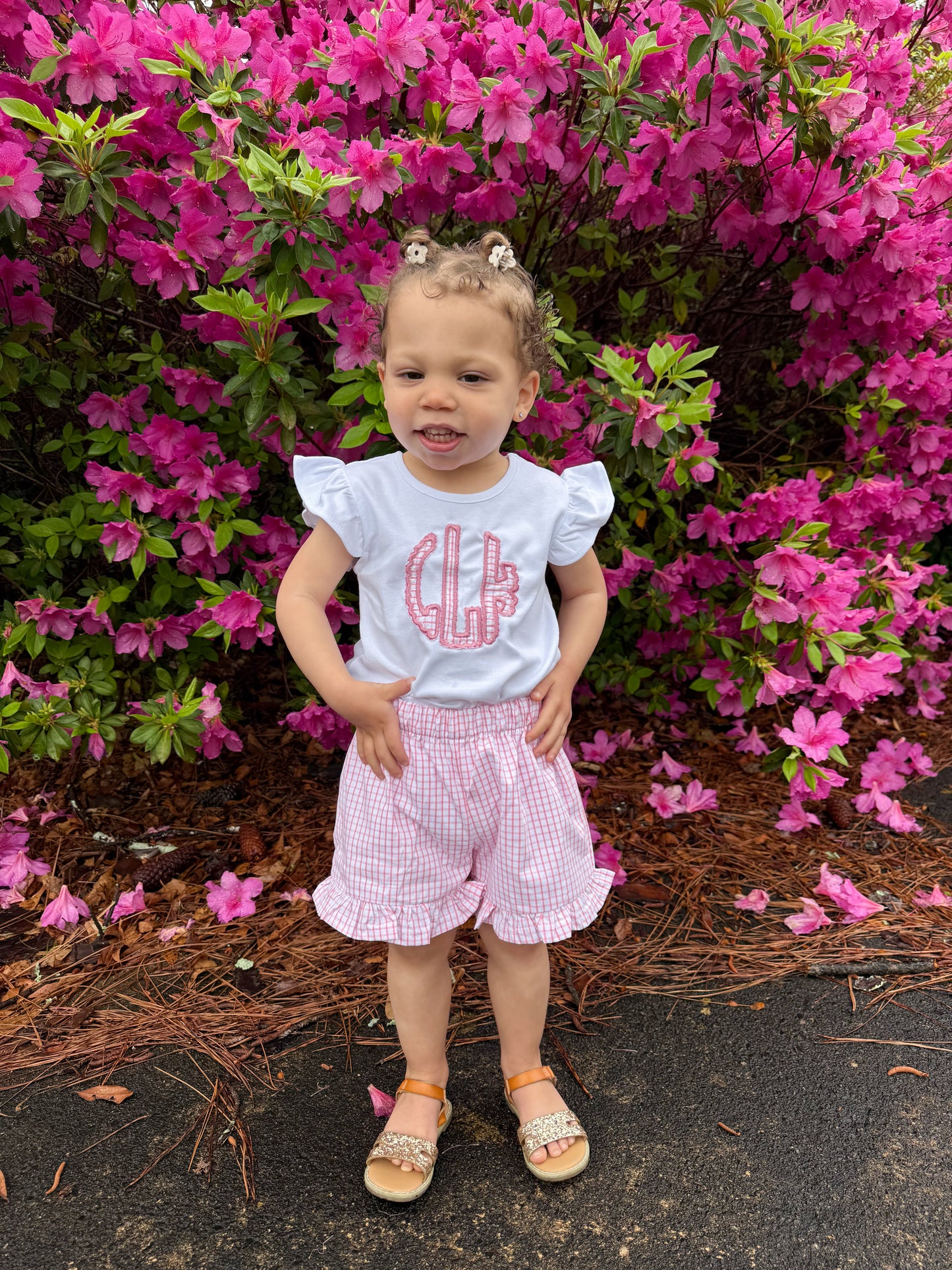 Pink Ruffle Monogramed Set