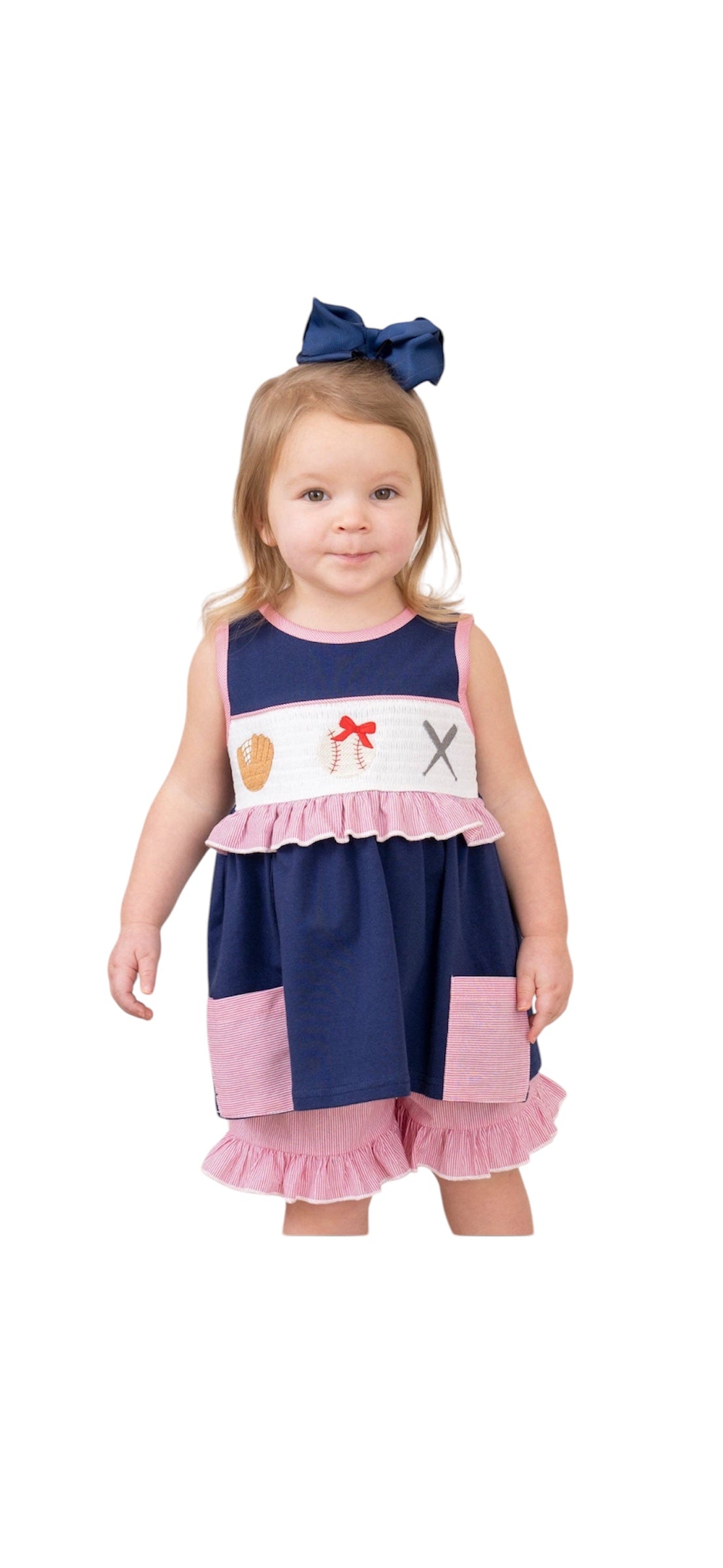 Baseball Smocked Ruffle Outfit