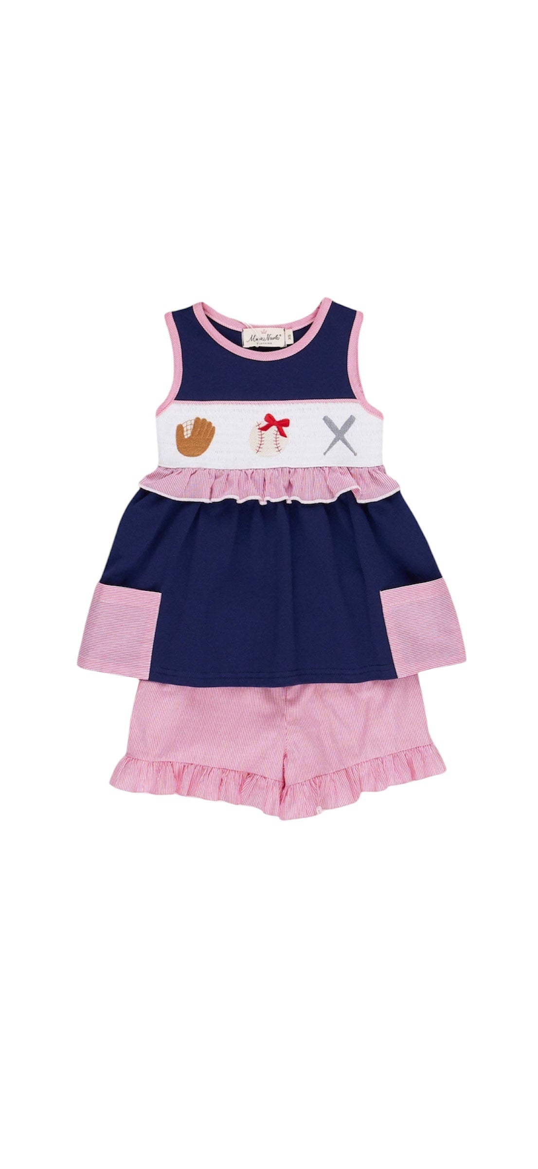 Baseball Smocked Ruffle Outfit