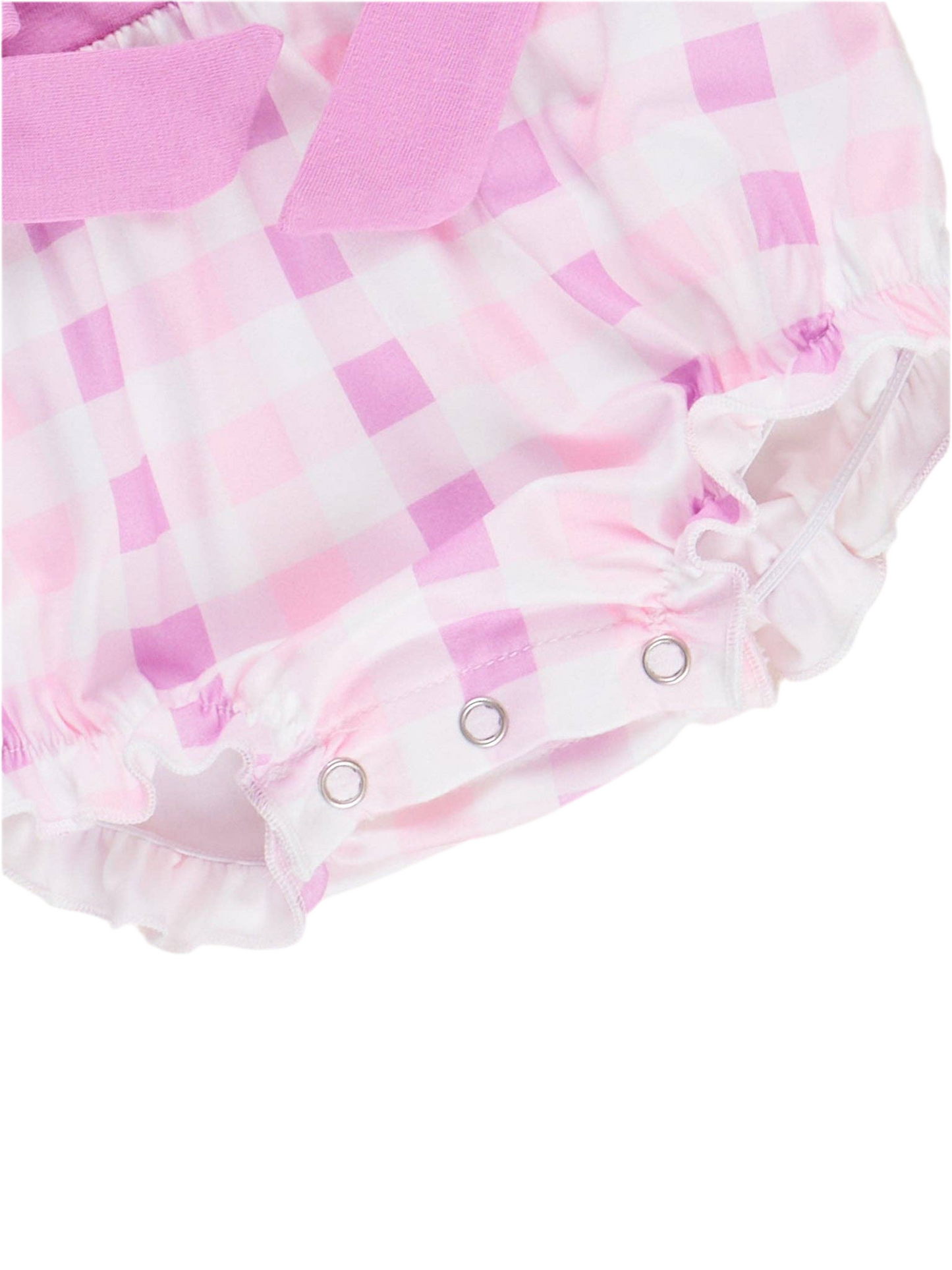 Embroidered Ice Cream Plaid Ruffle Bubble
