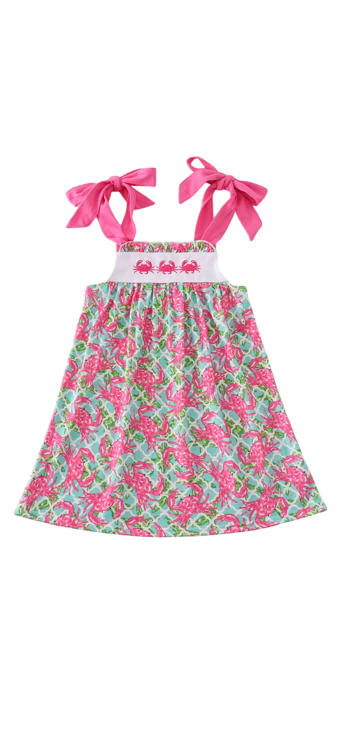 Pink Crab Embroidered Dress