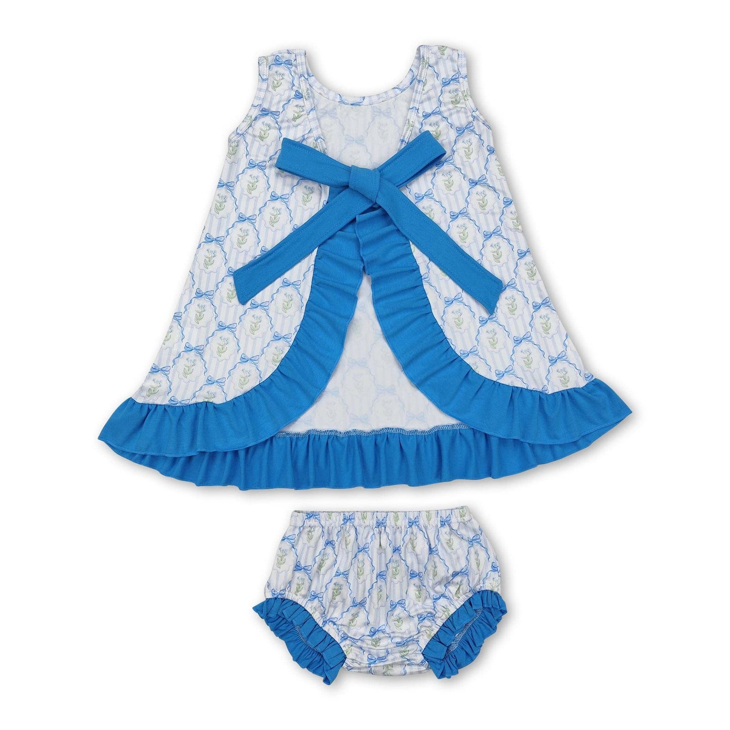 Light Blue Floral Bummies Set