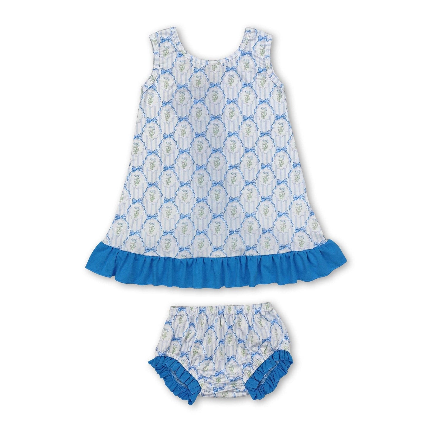 Light Blue Floral Bummies Set